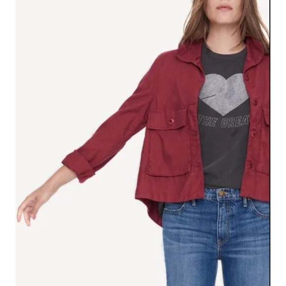 THE GREAT "the Swingy Army' Jacket in Rose Red Fits Oversized‎ Large Retail $395